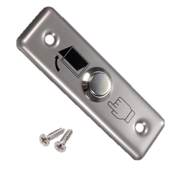 Small stainless steel exit switch plate with hand icon and fixing screws