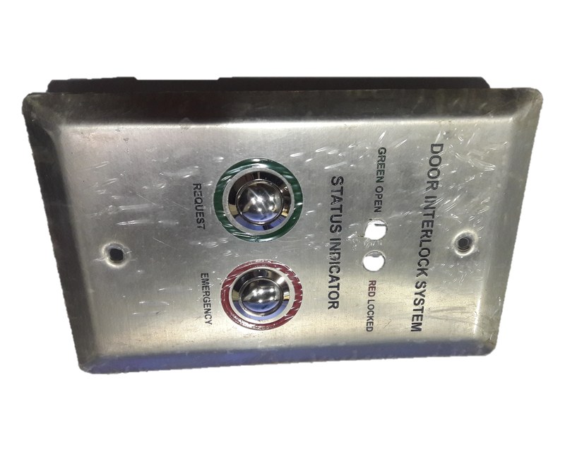 Scheitel stainless steel door interlock status indicator plate with request and emergency buttons