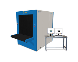X-ray baggage scanner with conveyor and operator screen