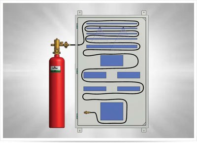Firessense cylinder and detection tube installed in an electrical panel